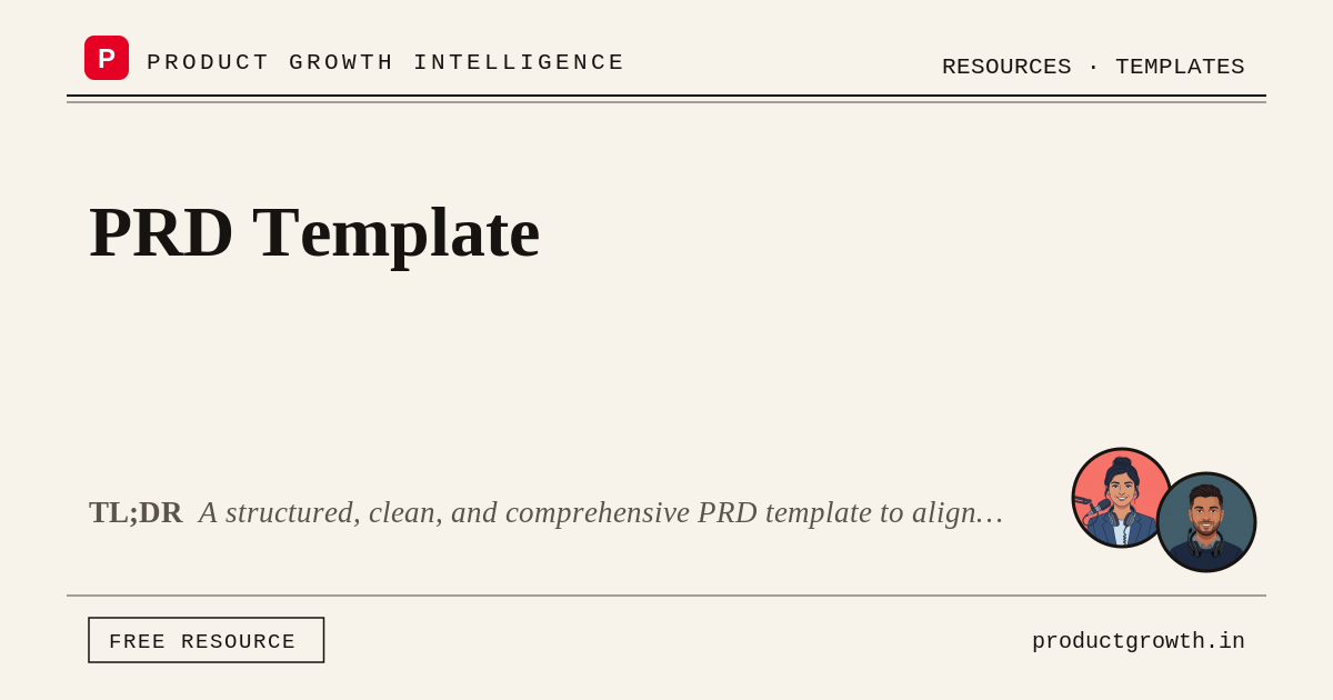 Prd Example Excel PRD Template | productgrowth.in